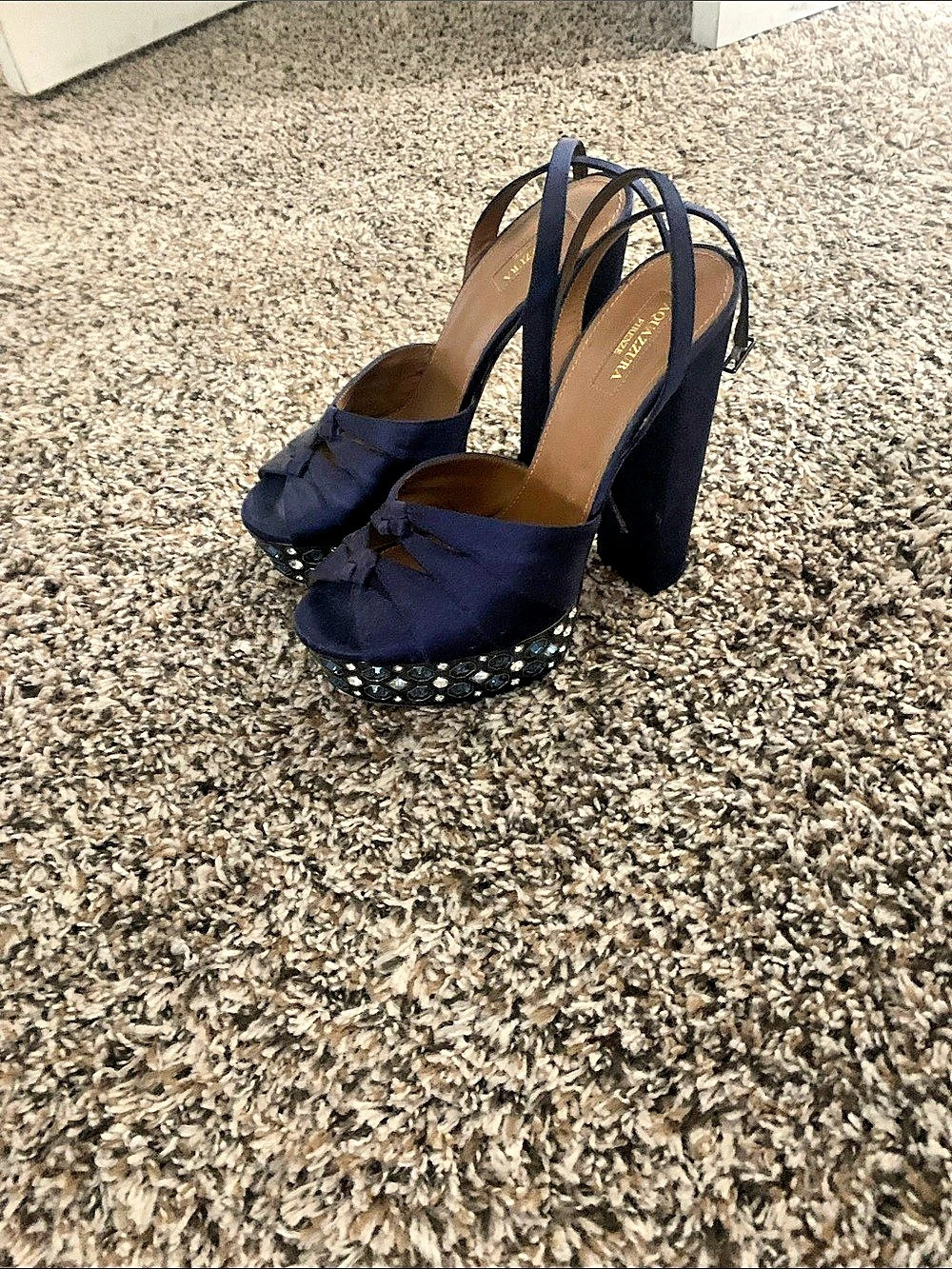 Aquazzura Yes Darling 130 Platform Sandals Blue